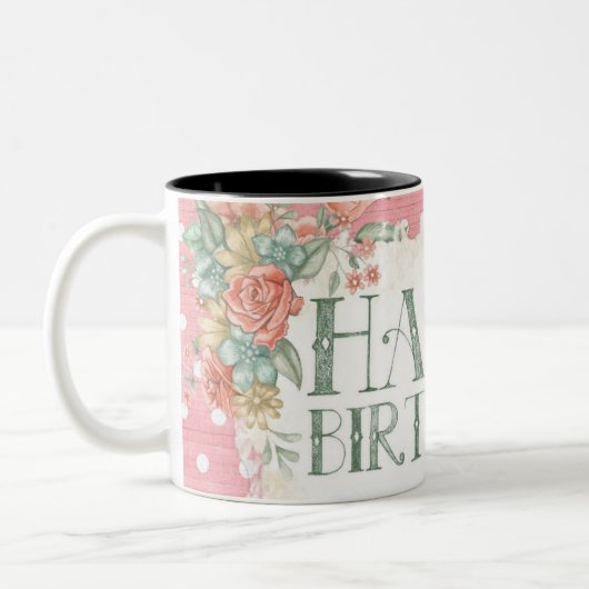 Retro Happy Birthday Coffee Mok (Links)