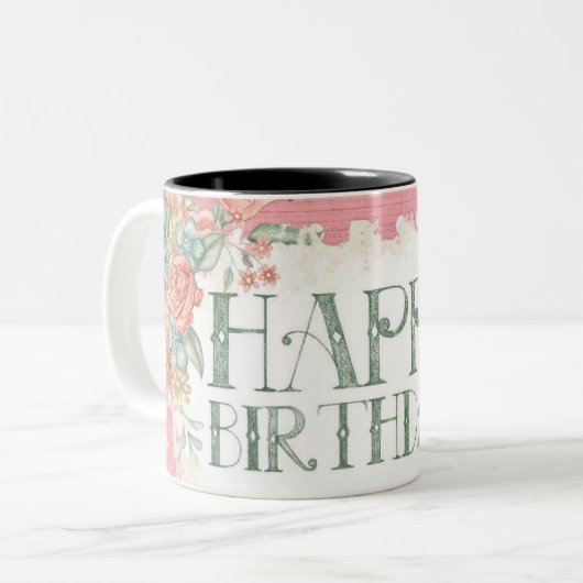 Retro Happy Birthday Coffee Mug (Devant gauche)