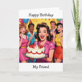Retro Happy Birthday Surprise Party Kaart (Voorkant)