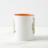 Retro Happy Camper Coral Blauwgroen Name Coffee Mo Tweekleurige Koffiemok (Center)