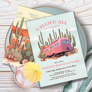 Retro Happy Campers Pensioenfeest Kaart