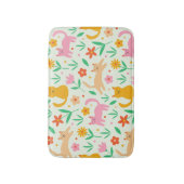 Retro Happy Cats with Orange Red and peach flowers Badmat (Voorkant Verticaal)