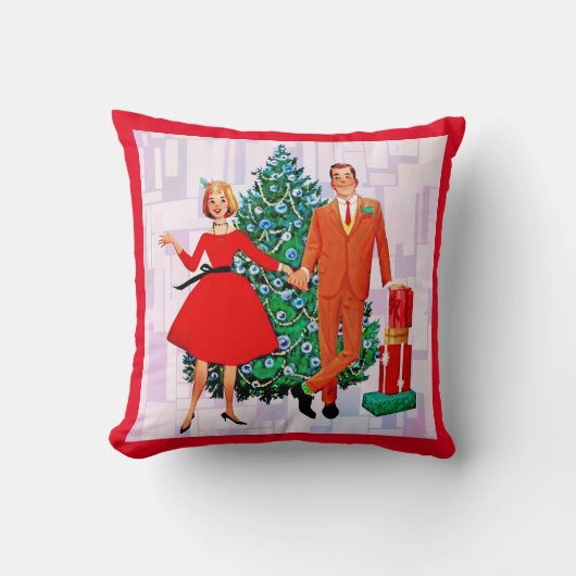 RETRO HAPPY CHRISTMAS COUPLE PILLOW KUSSEN (Voorkant)