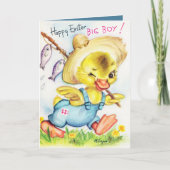 retro Happy Easter duck voegt sentiment toe Feestdagen Kaart (Voorkant)