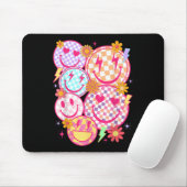 Retro Happy Face Checkered Pattern Smile Face Tren Muismat (Met muis)