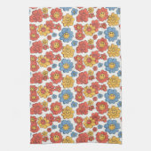 Retro Happy Face Florals  Theedoek (Verticaal)