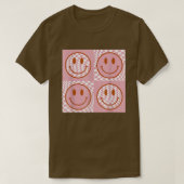Retro Happy Face Smile Face Checkered Pattern Tr T-shirt (Design voorkant)