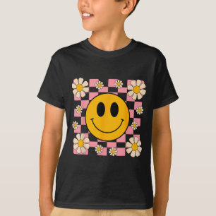 Retro Happy Face T-shirt Geruite Patroon Smile Fac