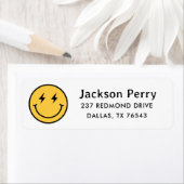 Retro Happy Face verjaardagsfeestje retouradres Etiket (Insitu)