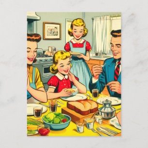 Retro Happy Family Comics Briefkaart