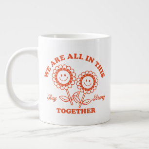 Retro Happy Flower Graphic Extra Grote Beker