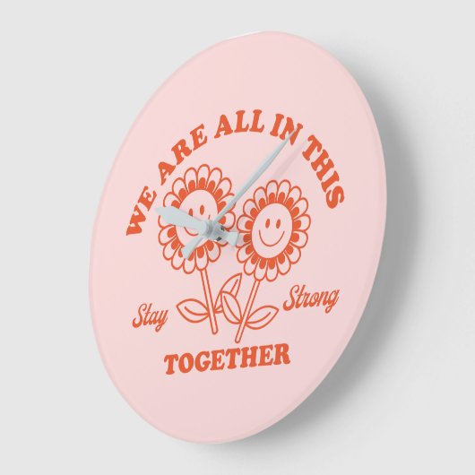 Retro Happy Flower Graphic Grote Klok (Hoek)