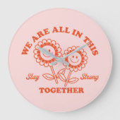 Retro Happy Flower Graphic Grote Klok (Voorkant)