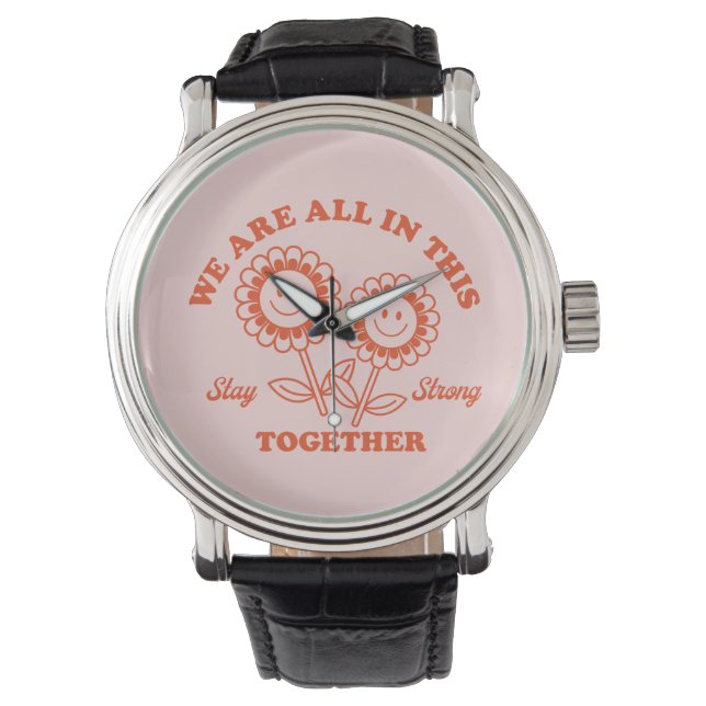 Retro Happy Flower Graphic Horloge (Voorkant)