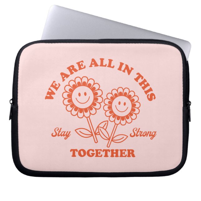 Retro Happy Flower Graphic Laptop Sleeve (Voorkant)