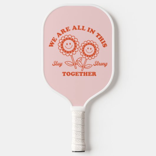 Retro Happy Flower Graphic Pickleball Paddle (Voorkant)