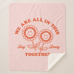 Retro Happy Flower Graphic Sherpa Deken