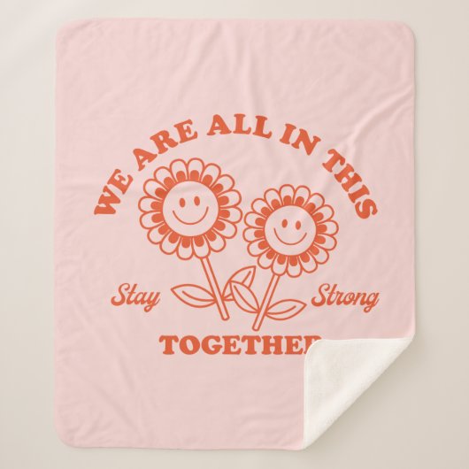 Retro Happy Flower Graphic Sherpa Deken (Voorkant)