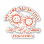 Retro Happy Flower Graphic Sticker (Voorkant)