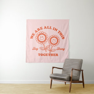 Retro Happy Flower Graphic Wandkleed