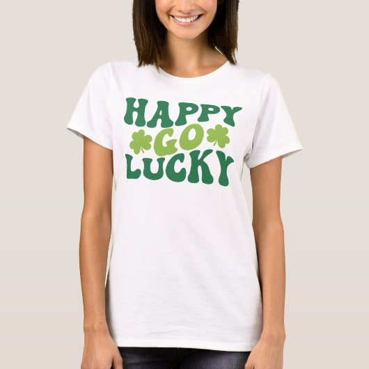 Retro Happy Go Lucky Shirt, St Patrick's Day T-shirt (Voorkant)