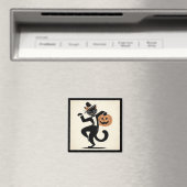 Retro Happy Halloween Dancing Black Cat Magnet Magneet (Insitu (Vaatwasser))