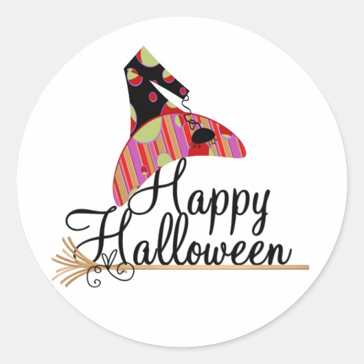 Retro Happy Halloween Ronde Sticker (Voorkant)