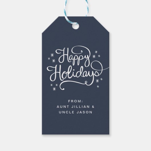 Retro Happy Holiday Script Gift Label Cadeaulabel (Voorkant)