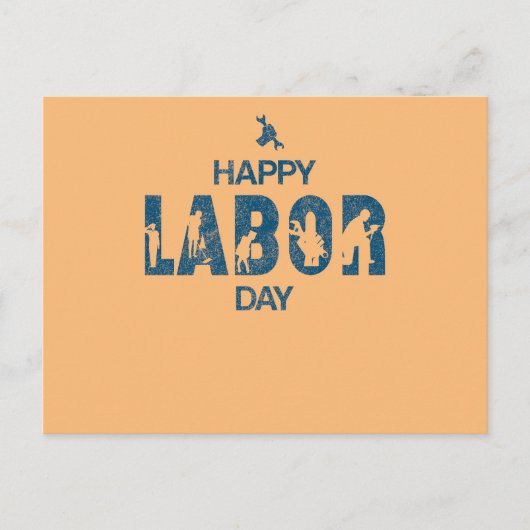 Retro Happy Labor Day in Retro Blue Feestdagenkaart (Voorkant)