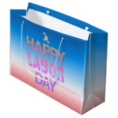 Retro Happy Labor Day in Retro rood Groot Cadeauzakje (Voorkant Gekanteld)