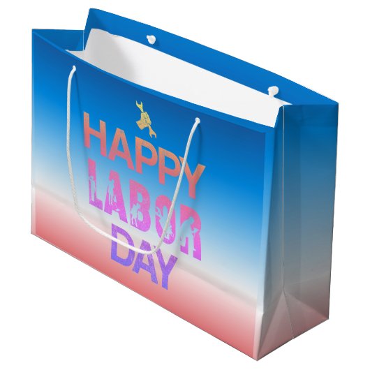 Retro Happy Labor Day in Retro rood Groot Cadeauzakje (Voorkant Gekanteld)