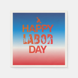 Retro Happy Labor Day in Retro rood Servet