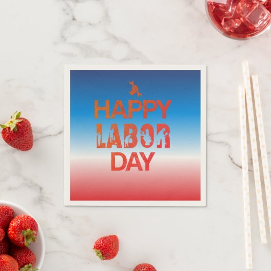 Retro Happy Labor Day in Retro rood Servet (Insitu)