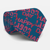 Retro Happy Labor Day in Retro rood Stropdas (Opgerold)