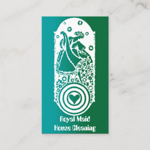 Retro  Happy Lady Maid Cleaning Services Visitekaartje