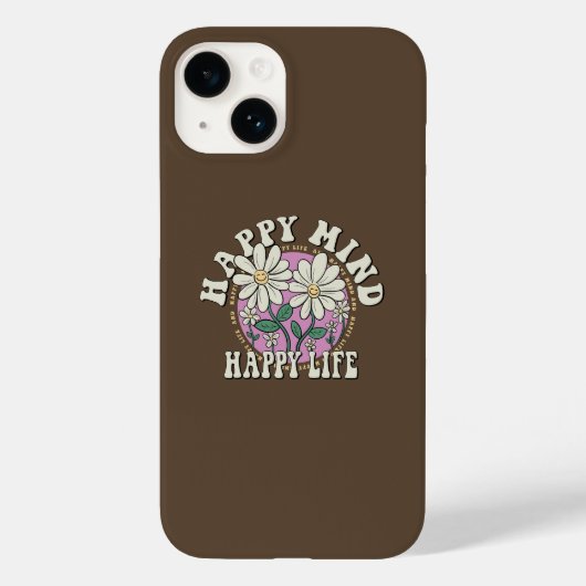 Retro Happy Mind Happy Life Case-Mate iPhone Case (Achterkant)
