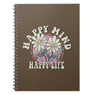 Retro Happy Mind Happy Life Notitieboek