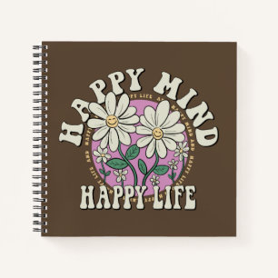 Retro Happy Mind Happy Life Notitieboek