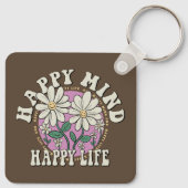 Retro Happy Mind Happy Life Sleutelhanger (Achterkant)