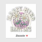 Retro Happy Mind Happy Life Sticker (Vel)