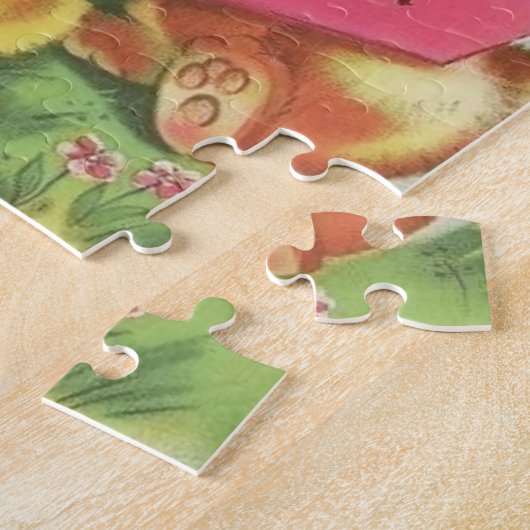 Retro Happy PaasBunnies en Chicken Legpuzzel (Zijkant)