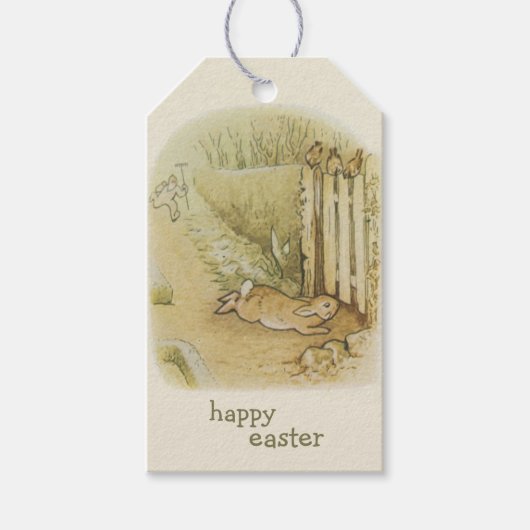 Retro Happy Paast Bunny Rabbit Cadeaulabel (Voorkant)