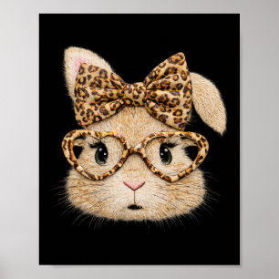 Retro Happy Pasen Konijn Coquette Luipaard Konijn  Poster