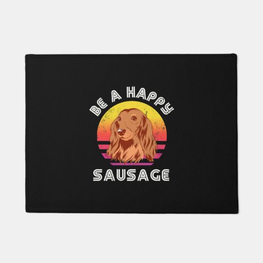 Retro Happy Sausage Dog Deurmat (Voorkant)
