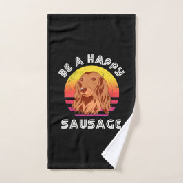 Retro Happy Sausage Dog Handdoek