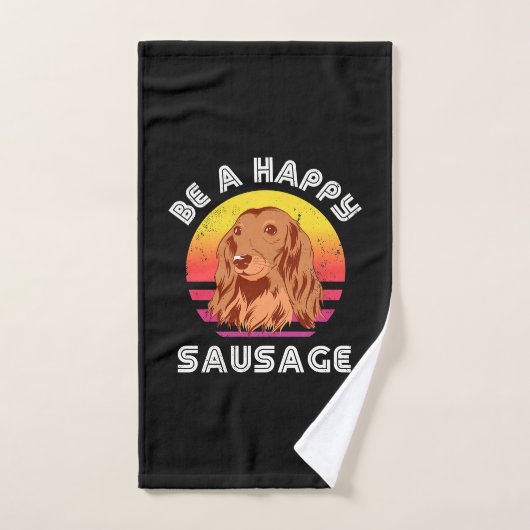 Retro Happy Sausage Dog Handdoek (Handdoek)