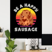 Retro Happy Sausage Dog Poster (Thuiskantoor)