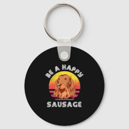 Retro Happy Sausage Dog Sleutelhanger