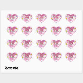 Retro Happy Smile Face Roze Geruit Bedankt Hart Sticker (Vel)