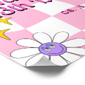 Retro Happy Smile Face Roze Geruit Welkom Poster (Hoek)